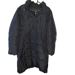 Alfani Outerwear Womens Black Down Puffer Coat Long Quilted Winter Jacket Large
